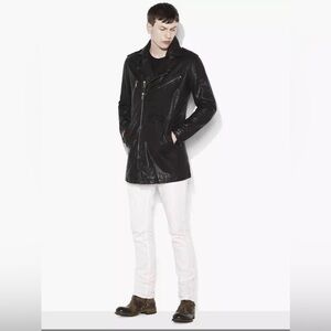 $2998 Brand New John Varvatos Collection Leather Biker Coat Size EU 50 USA 40